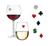 Juego de 6 dijes magnéticos para copas de vino de casino para copas sin tallo o regulares Simply Charmed