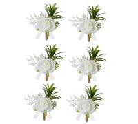 Juego de 6 elegantes pines de solapa de rosas sintéticas, flores artificiales, damas de honor, broche elegante accesorio para novias, decoraciones de rosas sintéticas