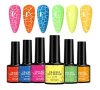 Juego de 6 esmaltes de uñas agrietados, esmalte de gel UV de 7 ml cada, acabado resistente a las astillas, manicura elegante para niñas y mujeres para bodas, viajes, fotografía, arte