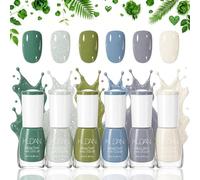 Juego de 6 esmaltes de uñas sin lámpara UV - Esmalte de uñas con efecto gel de secado rápido en colores Morandi verde, azul, gris, blanco, para manicura DIY, vida cotidiana, oficina y regalo para