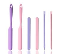 Juego de 6 espátulas de cera antiadherentes, aplicador de cera de silicona, raspadores de 3 tamaños, varilla de agitación de silicona reutilizable para uso corporal, salón de belleza en casa (rosa y