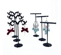 Juego de 6 exhibidores negros para pendientes con forma de gancho, un soporte multifuncional de hierro para joyería de pendientes pequeños, que mide 3.9/4.7/5.5 pulgadas