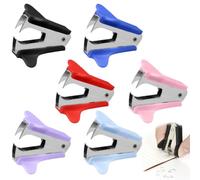 Juego de 6 extractores de grapas, mini extractor de grapas con agarre extra ancho, herramienta de extracción de encuadernación de mandíbula de acero duradero, accesorios coloridos para oficina