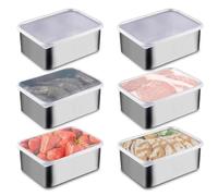 Juego de 6 fiambreras de acero inoxidable con tapa, apilables de 500 ml