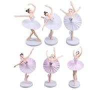 Juego de 6 figuras en miniatura de ballet para decoración de tartas, decoración de pasteles, decoración de bodas, oro rosa