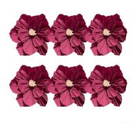 Juego de 6 flores artificiales de papel crepé 3D, hechas a mano para crear un ambiente decorativo en bodas, cumpleaños y espacios del hogar (vino tinto)