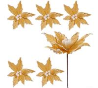 Juego de 6 flores decorativas de Navidad para insertos de árbol de vacaciones, accesorios festivos de bricolaje para mejorar el ambiente estacional alrededor de escaleras, puertas y espacios de vida