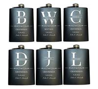 Juego de 6 frascos personalizados de acero inoxidable 304 de 8 onzas para padrinos de boda, regalo de despedida de soltero, regalo de boda, color negro