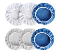 Juego de 6 fundas de pulido para pulidora de coche de 220 mm - 250 mm (2 x microfibra; 2 x almohadillas de gamuza; 2 x lana)