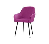 Juego de 6 fundas de terciopelo morado para sillas de comedor, fundas de respaldo curvado para banquetes, oficinas y fiestas, protectores de asiento extraíbles para una decoración elegante