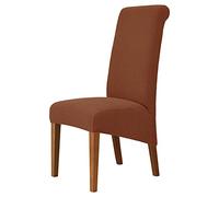 Juego de 6 fundas elásticas para sillas de comedor con respaldo alto, súper elásticas, extraíbles y lavables, para comedor, color marrón, duraderas y elegantes, protección de muebles