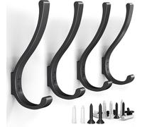 Juego de 6 ganchos de pared para colgar abrigos, ganchos de pared, ganchos resistentes, ganchos de metal para colgar ropa, toallas, sombreros, llaves, abrigos (4 unidades)