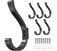 Juego de 6 ganchos de pared para colgar abrigos, ganchos de pared, ganchos resistentes, ganchos de metal para colgar ropa, toallas, sombreros, llaves, abrigos (6 unidades)