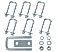 Juego de 6 grilletes en U cuadrados M10 con placa, anclaje de sujeción para piso de garaje, remolque, motocicleta, grúa de remolque - Galvanizados plateados