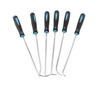Juego de 6 herramientas para recoger y gancho de coche para junta tórica de sello de aceite extractor con ejes de acero endurecido y mango ergonómico azul, negro y plateado