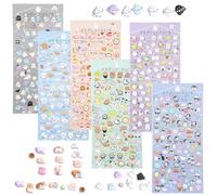Juego de 6 hojas de pegatinas 3D, dibujos animados hinchados, mini pegatinas de animales, pegatinas para niños y niñas, cuaderno, fundas para teléfono móvil, álbumes de recortes, bricolaje