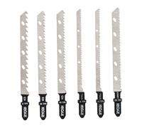 RYOBI - Juego de 6 Cuchillas de Madera ONE+ para Sierra de Calar Sin Cable con Montaje en T - Calidad Carpintero, para Cortes Rectos, Acabados, Cantos de Tablas, Laminados, Contrachapados - RAK6JSBW