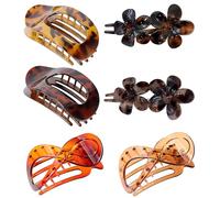 Juego de 6 horquillas para el pelo, 3 estilos, planas, para mujer, ergonómicas y resistentes, ideales para cabello fino y grueso, para uso diario y fiestas, diseño de leopardo y carey