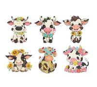 Juego de 6 imanes de nevera con diseño de vaca con diamantes de imitación de forma especial, pegatinas de nevera, imán de arte, calcomanías de nevera, manualidades fáciles de hacer tú mismo para