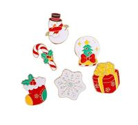 Juego de 6 insignias de Navidad, muñeco de nieve, caja de regalo de copos de nieve, broches para mochilas, ropa y decoración de sombreros, accesorios novedosos, regalos para mujeres y niñas, regalo de
