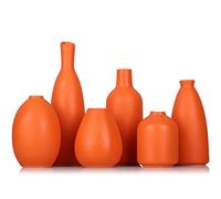 Juego de 6 jarrones de cerámica naranja para decoración de granja, decoración de chimenea, decoración de repisa y estante, decoración del hogar para sala de estar, entrada, baño, cocina y oficina,