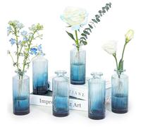 Juego de 6 Jarrones de Cristal Decorativos,Jarrones para Centros de Mesa, Floreros Vintage en, Jarrones Modernos para Decoración de Comedor y Bodas,Decoración del hogar, Regalos de inauguración.