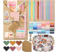 Juego de 6 juegos de citas a ciegas con caja de regalo de libro, suministros excluyendo libros, marcadores de cuero a granel, pegatinas, etiquetas kraft, bolígrafos, papeles de regalo, bibliotecario