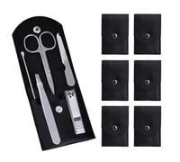 Juego de 6 juegos de manicura profesional de viaje, kit de cortaúñas de 5 piezas, kit de manicura de acero inoxidable, kit de aseo para mujeres y hombres con herramientas para el cuidado de las uñas