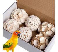 Juego de 6 juguetes naturales para pájaros, bolas de sola, para picar pies, juguete para loro, para pájaros pequeños y medianos