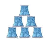 Juego de 6 lámparas de tela azul claro hechas a mano plisadas campanas pequeñas con clip Empire Chlier es para lámparas de mesa y acento