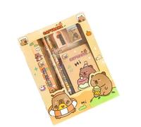Juego de 6 lápices de dibujos animados Capybara - Regalo de papelería Anime - Juego de dibujos animados - Kawaii - Borrador y tamaño de rayo - Suministros de papelería para niños y estudiantes