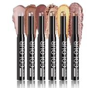 Juego de 6 lápices de sombra de ojos perlados, resistentes al agua y al sudor, multifuncional, desarrollo de colores y textura sedosa, sombra de ojos en crema