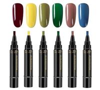 Juego de 6 lápices de uñas 3 en 1, lápiz de uñas On-e Step UV Gel UV Gel Nail Polis-h LED Gel Esmalte de uñas Gel Gel Gel Esmalte de uñas Pen Soak off Gels Ideal para el hogar y manicura profesional