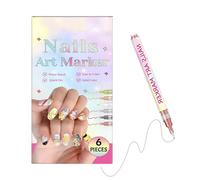 Juego de 6 lápices de uñas de colores para manicura | Lápices de uñas de punta fina de secado rápido para mujeres, niños, adultos, hogar, salón, manicura, bricolaje, dibujo, pintura