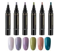 Juego de 6 lápices de uñas para mujer, 8 ml, 6 unidades, gel de secado rápido, sin lámpara UV, lápiz de manicura para uñas brillantes y duraderas, de secado rápido, diseño de uñas