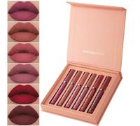 Juego de 6 lápices labiales líquidos eternos mate, taza antiadherente, brillo de labios resistente al agua, kit de brillo de labios hidratante, paquete de lápiz labial de terciopelo sedoso, juegos de