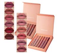 Juego de 6 lápices labiales líquidos eternos mate, taza antiadherente, brillo de labios resistente al agua, kit de brillo de labios hidratante, paquete de lápiz labial de terciopelo sedoso, juegos de
