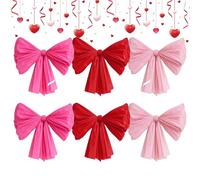 Juego de 6 Lazos Gigantes para Pared, Kit de decoración de San Valentín, decoración de de Tela Grande, decoración de Sala de de Vacaciones, Lazos Decorativos para Puertas, árboles