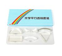 Juego de 6 lentes ópticas para enseñar física, crear espectros, rectángulo cóncavo biconvexo, triangular, semicírculo, herramienta de experimentos de óptica educativa