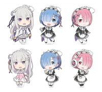 Juego de 6 llaveros Anime Re Zero Emilia Rem - Llaves encantadoras Kawaii, regalo para aficionados al anime (multicolor)