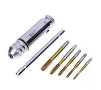 Juego de 6 llaves de trinquete ajustables con mango en T con diseño de acero para grifos M3 M8, soporte manual con modo de bloqueo y funcionamiento con mano izquierda/derecha