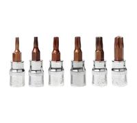 Juego de 6 llaves de vaso Torx de 1/4 pulgadas T10-T40, acero al cromo vanadio para reparación de electrónica automotriz