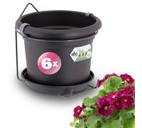 Juego de 6 macetas negras 20x18cm 2,5L con soporte