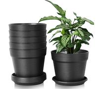 Juego de 6 Maceteros Decorativos Interior, Maceteros de 16cm con Varios Orificios de Drenaje, Maceteros Redondos para Interior Y BalcóN Tiestos para Plantas Interior, Cactus Suculentos (Negro, 16 cm)