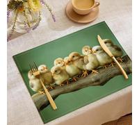 Juego De 6 Manteles Individuales, 45 x 30 cm Animal Lavables AlgodóN Lino Salvamanteles Individuales, Pollo Rama Tapetes para Cocina, Fiesta, DecoracióN