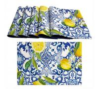 Juego de 6 manteles individuales americanos lavables de algodón, manteles individuales para desayuno americano con limones, 45 x 30 cm, diferentes decoraciones y colores