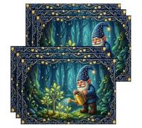 Juego de 6 manteles individuales con diseño de gnomo encantado para mesa de comedor, antideslizantes, lavables, para interiores y exteriores, cocina, fiesta, decoración