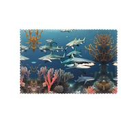 Juego de 6 manteles individuales con diseño de tiburones bajo el mar, impermeables, se limpian con un paño, resistentes al calor, antideslizantes, aptos para uso en interiores y exteriores, 45,7 x