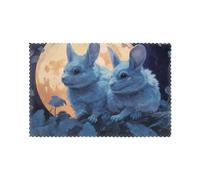 Juego de 6 manteles individuales de 12 x 18 pulgadas, estampado de chinchillas y lunas azules YYHHAOFA - Grueso, resistente, para comedor, cocina, hotel, hogar y decoración de banquetes