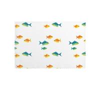 Juego de 6 manteles individuales de 30,5 x 45,7 cm, diseño de peces coloridos de YYHHAOFA en la red de pesca, gruesos, resistentes, para comedor, cocina, hotel, hogar y decoración de banquetes